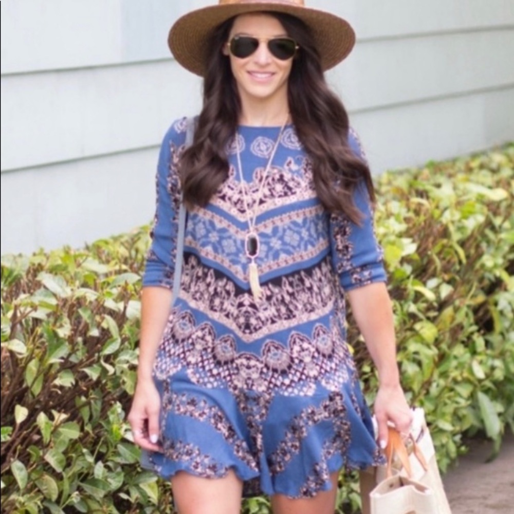 FREE PEOPLE Blue Smooth Talker Tunic Dress